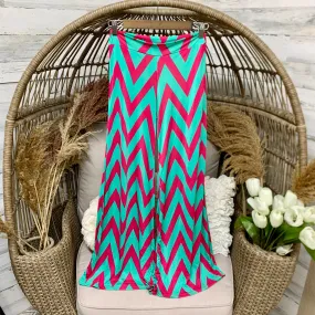 Pink and Seafoam Green Chevron Palazzo Pants