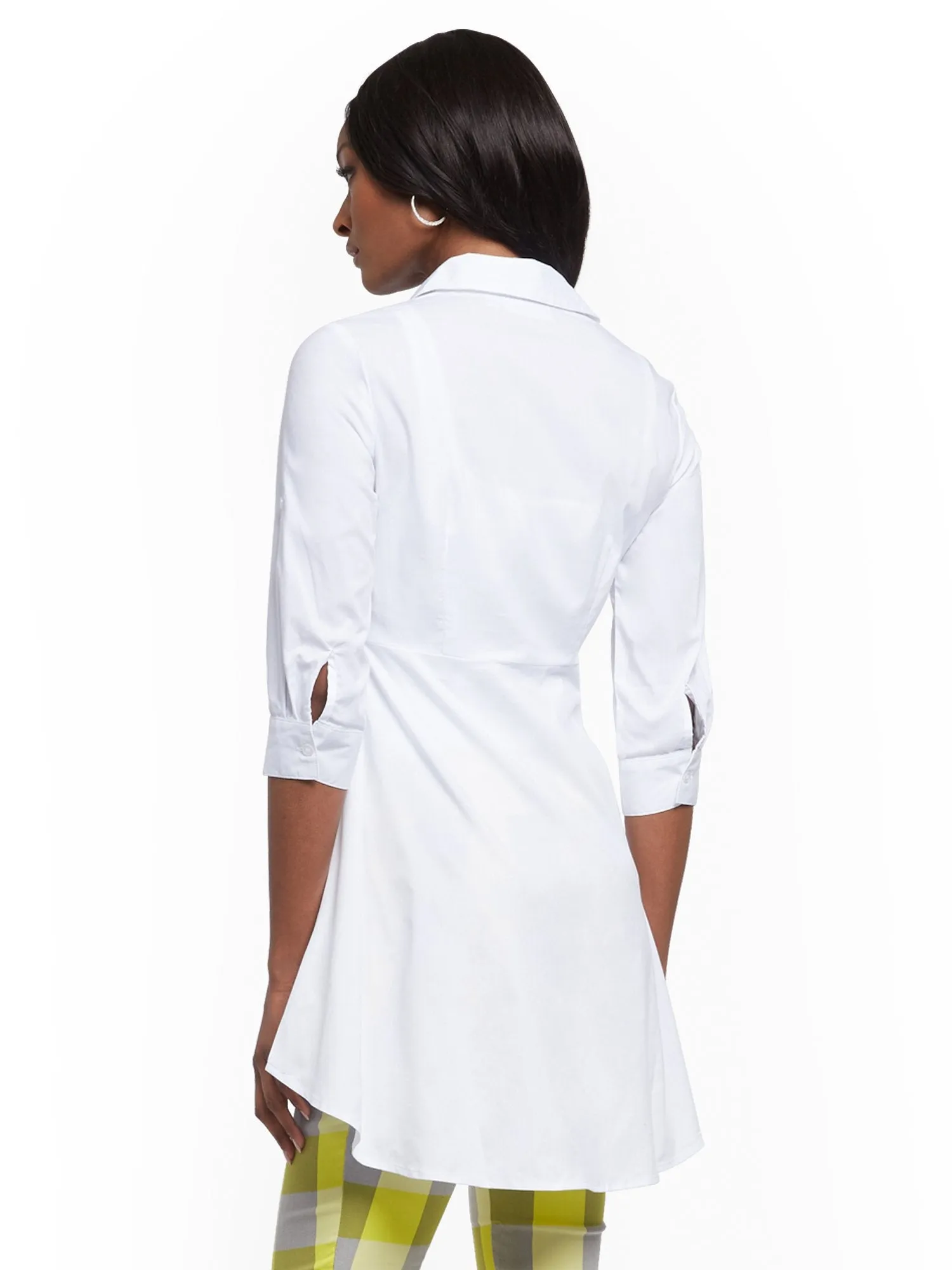 Poplin Peplum-Hem Tunic Shirt