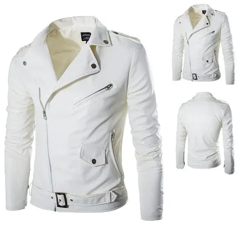 Spring Autumn Plush New Leisure Fashion Men Leather Coat Slimming Coat Motorcycle Men Wear