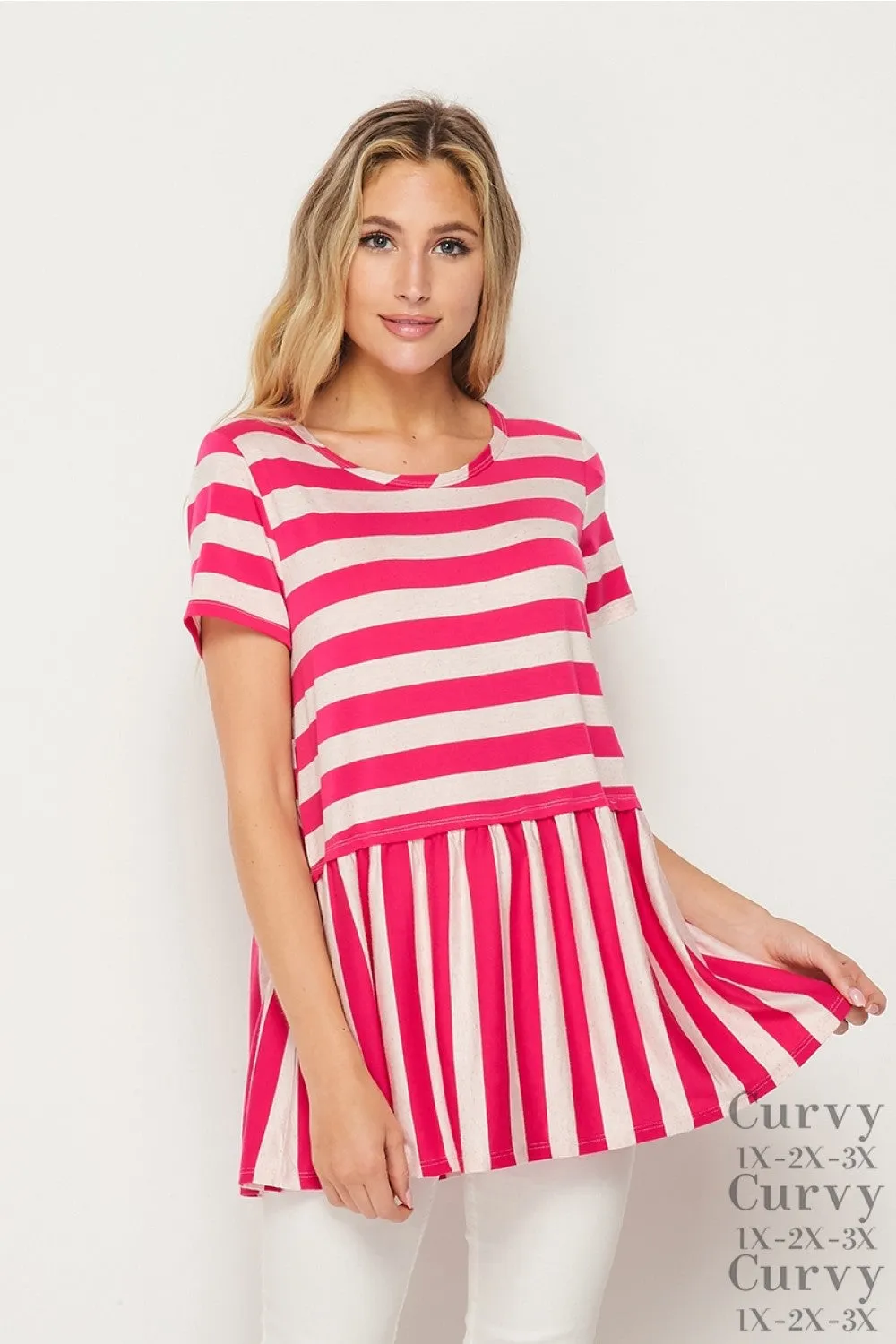 Stripe Babydoll Top, Pink