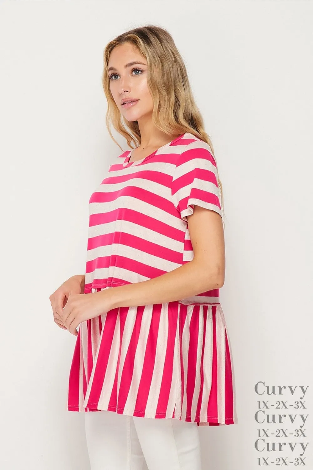 Stripe Babydoll Top, Pink