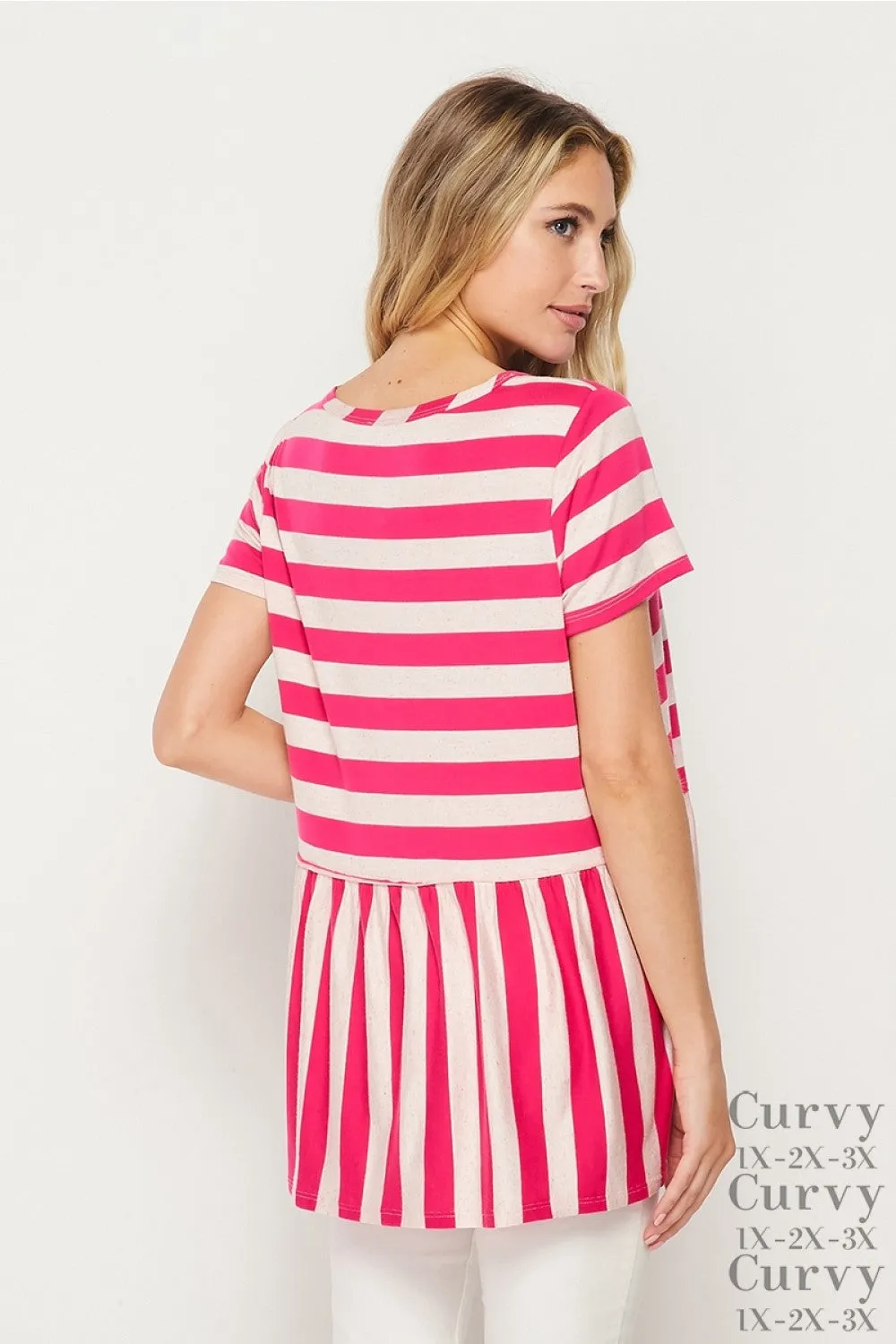 Stripe Babydoll Top, Pink