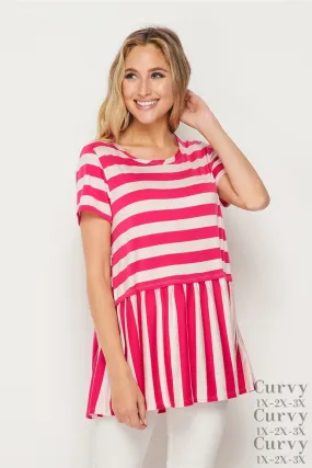 Stripe Babydoll Top, Pink