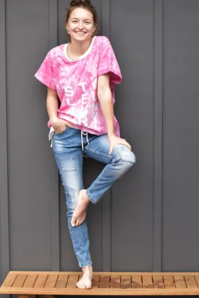 Style Laundry - Tie Dye Slouch Tee - Pink