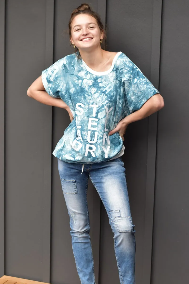 Style Laundry - Tie Dye Slouch Tee - Teal