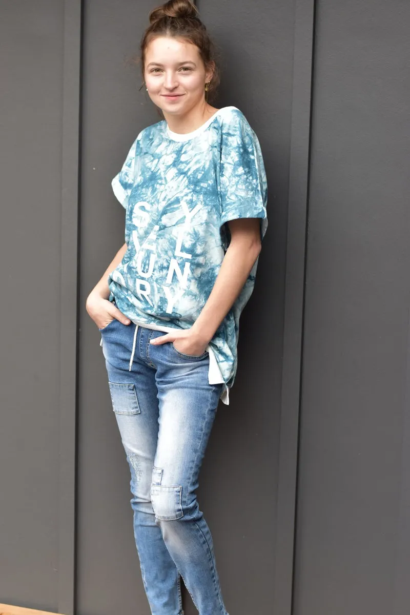 Style Laundry - Tie Dye Slouch Tee - Teal