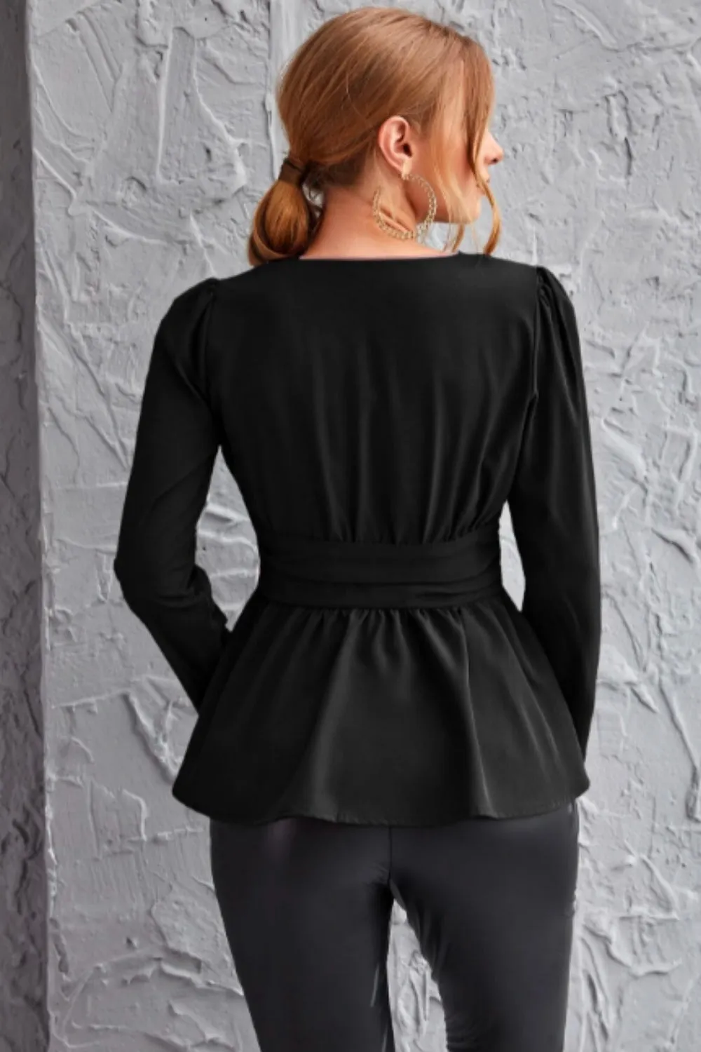 Surplice Neck Peplum Top