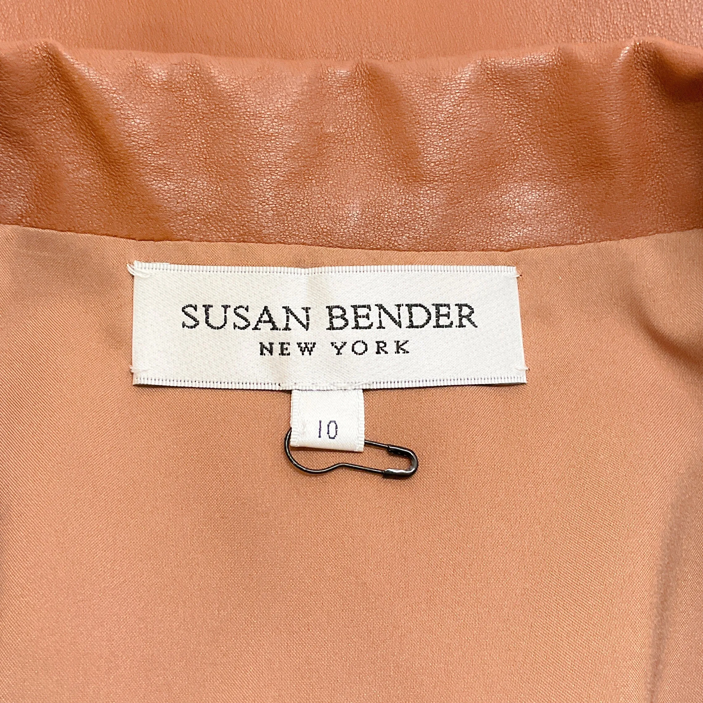 Susan Bender Tan Leather Cropped Short Sleeve Jacket