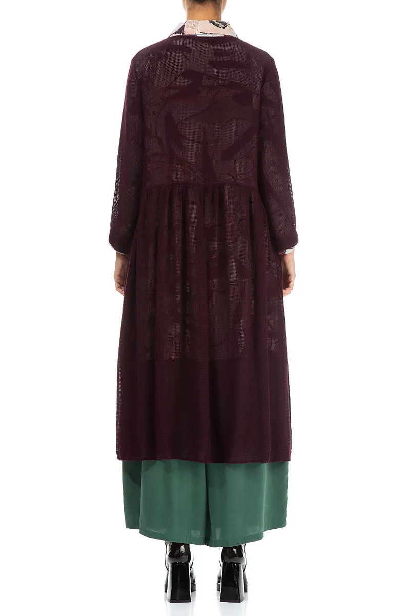 Tie Front Aubergine Mesh Silk Rayon Jacket