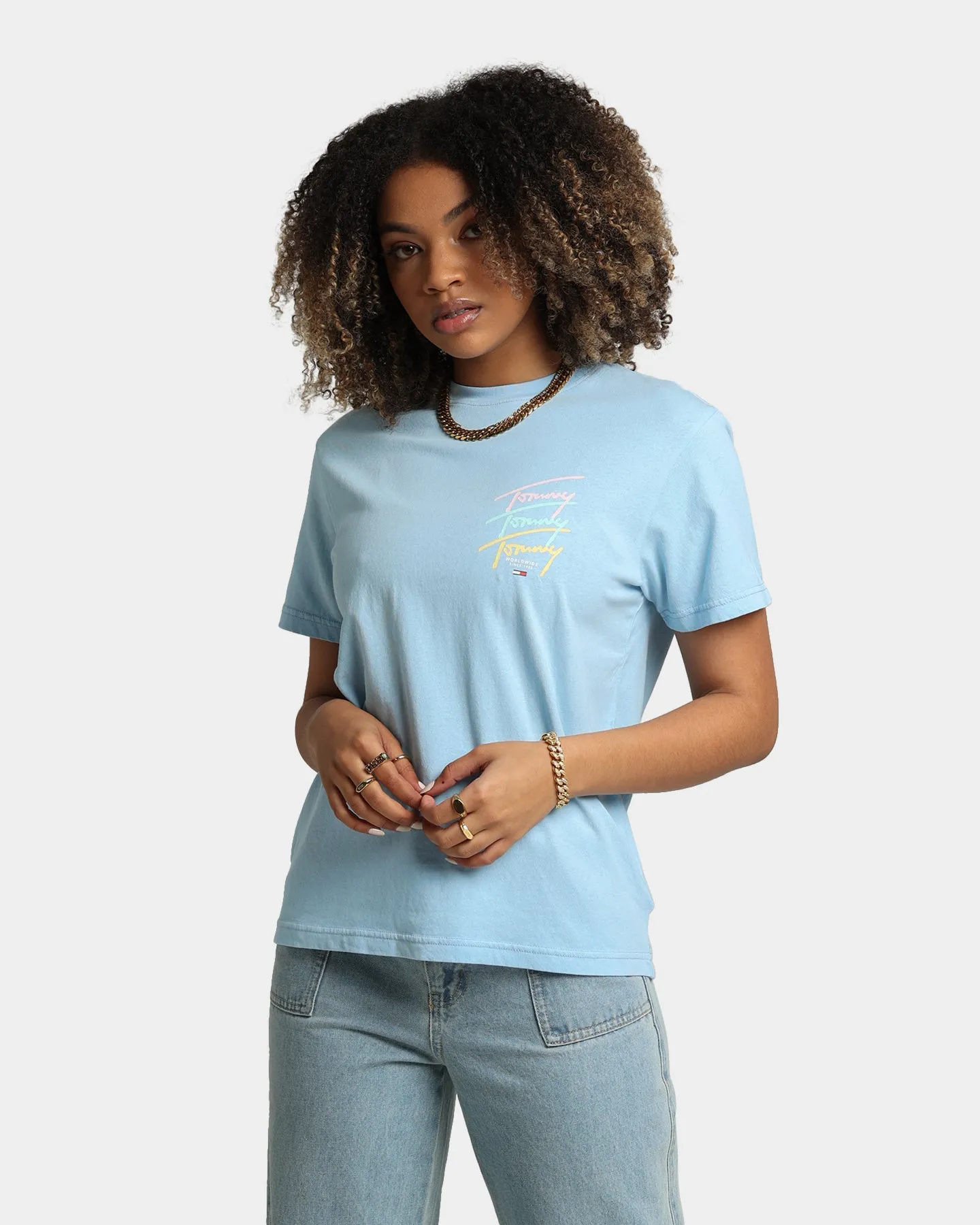 Tommy Jeans Women's Repeat Script T-Shirt Light Powdery Blue