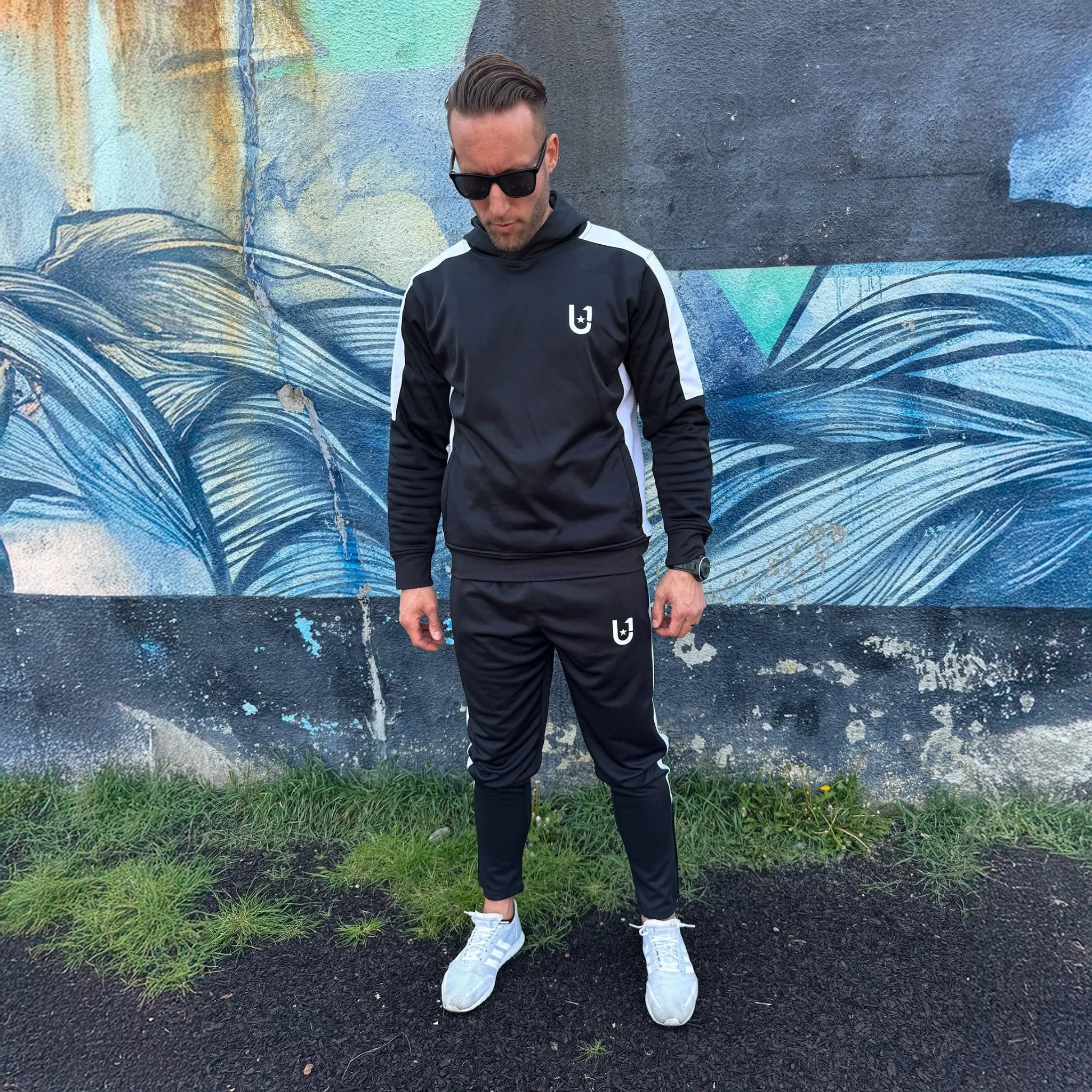 UNIFY Mens Crossover Tracksuit - Black/White Stripes