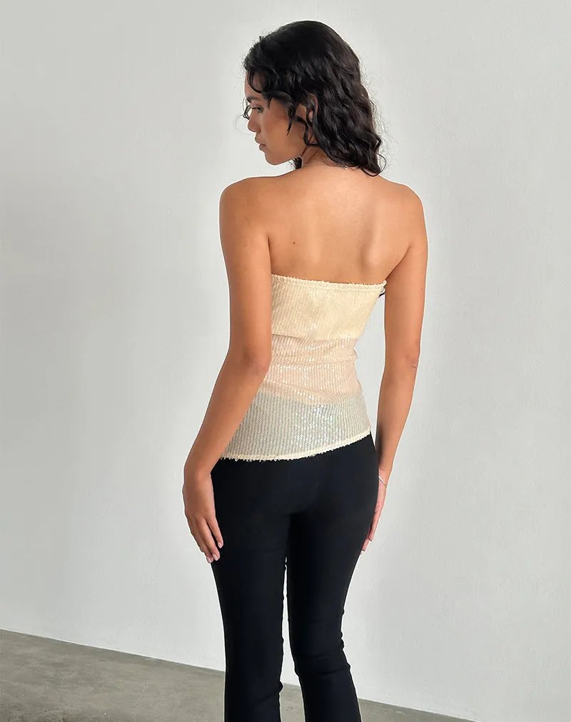 Viksuni Bandeau Top in Nude Clear Tinted Disc