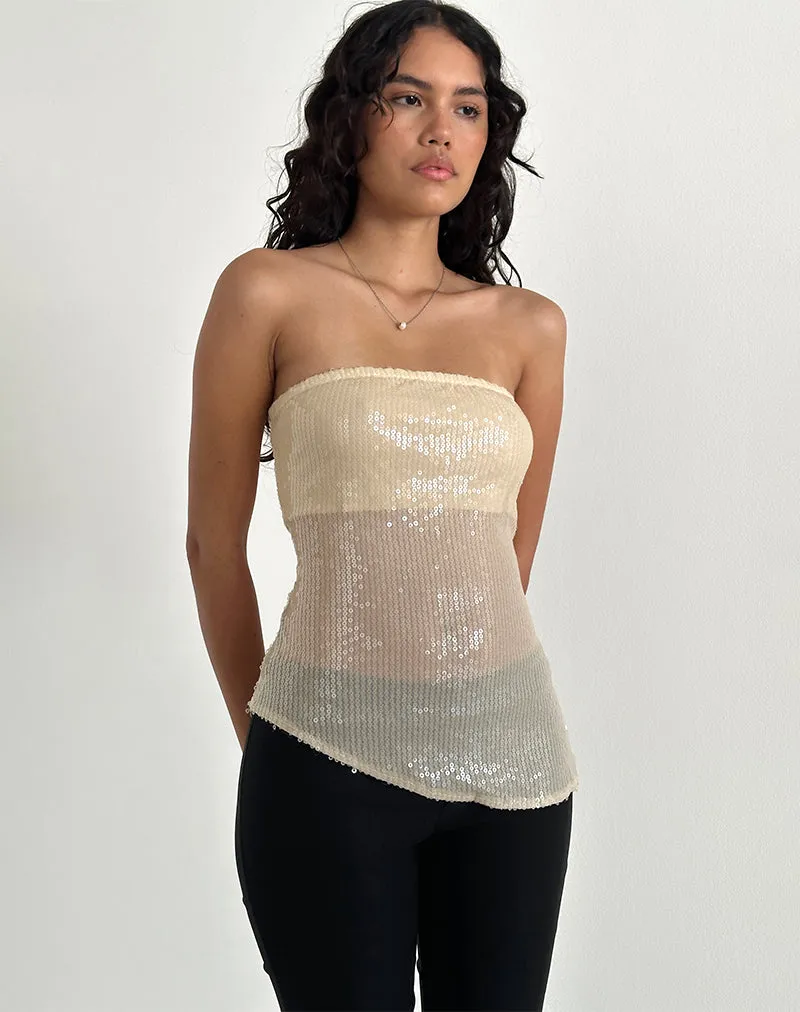 Viksuni Bandeau Top in Nude Clear Tinted Disc