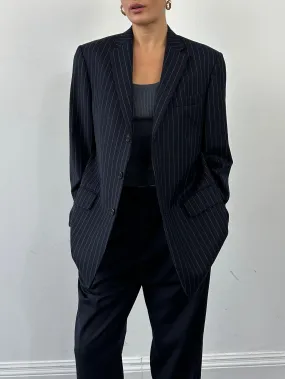 Vintage Pinstripe Pure Wool Single Breasted Blazer - 42R/XL