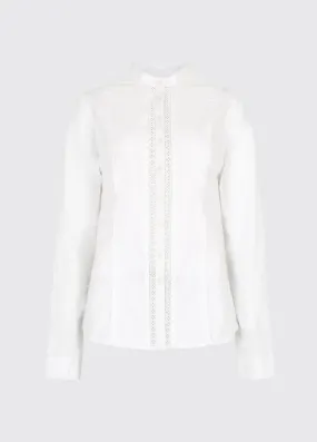 Waterlily Ladies Mandarin Collar Shirt - White