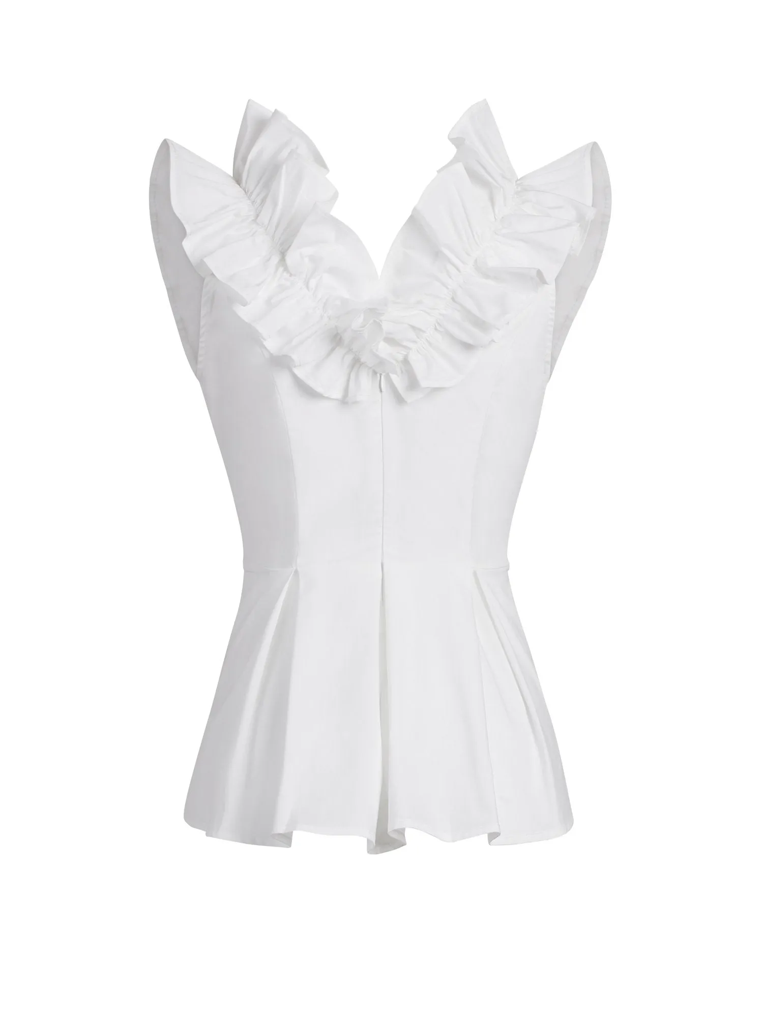 White Ruffled Peplum Top