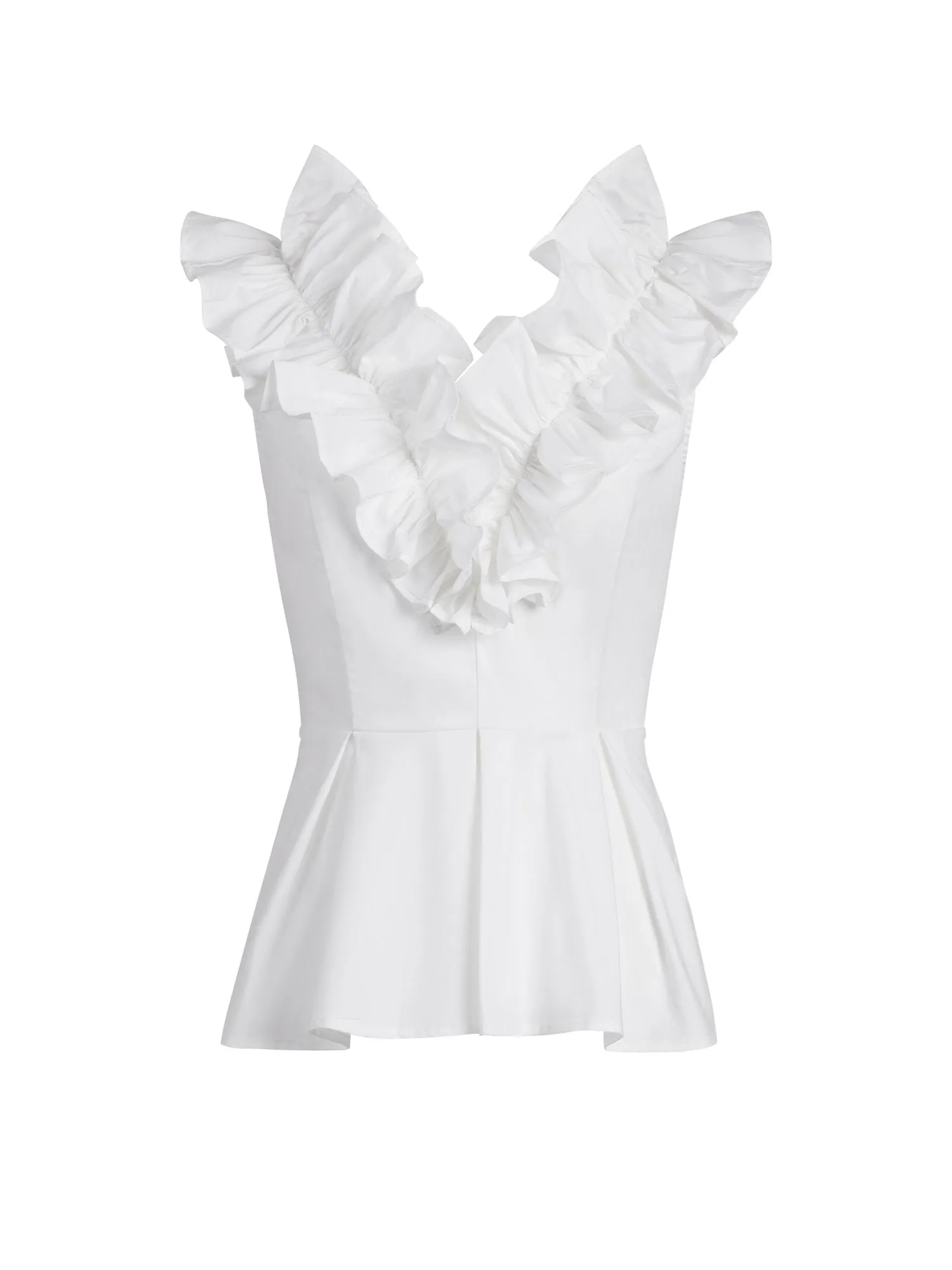 White Ruffled Peplum Top