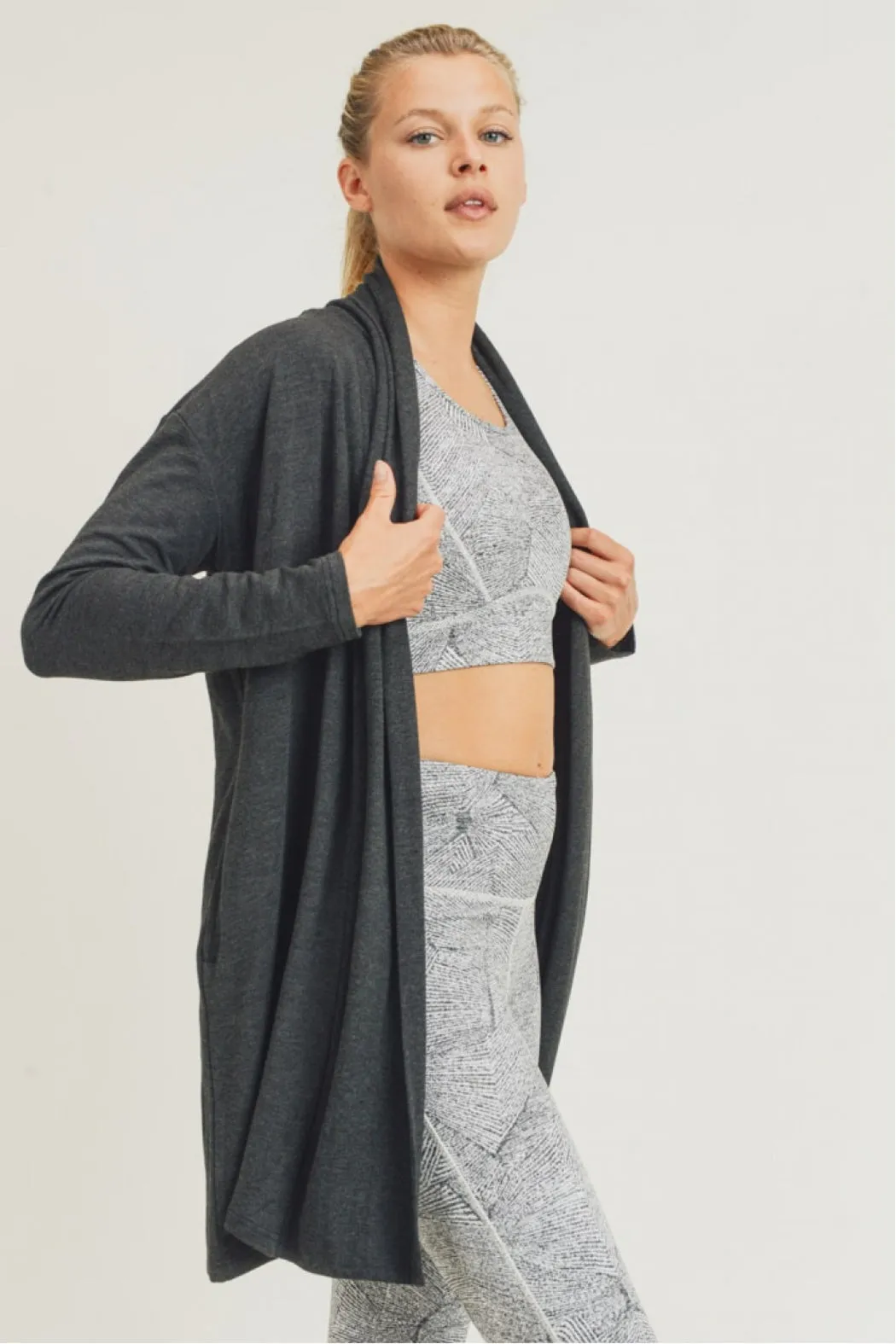 Women's Mono B | Open Front Longline Cardigan | Black