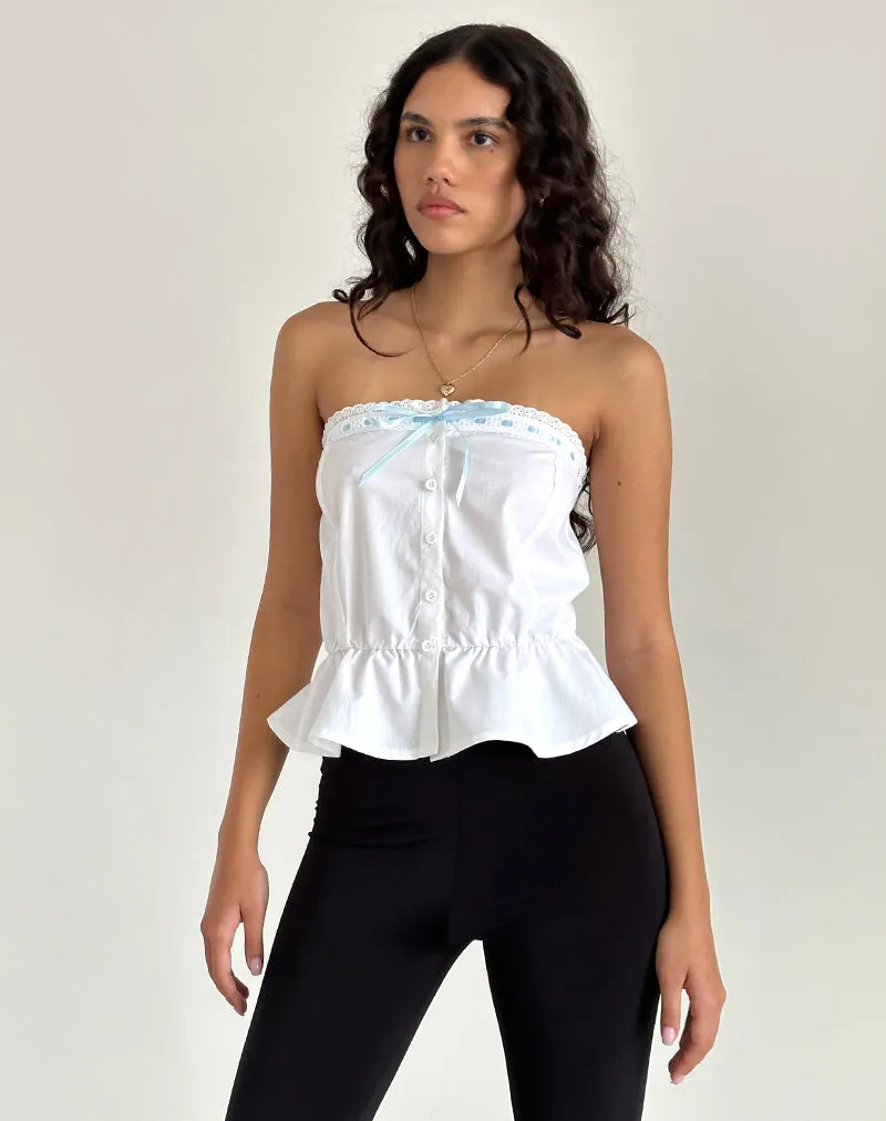 Zar Ribbon Tube Top in White