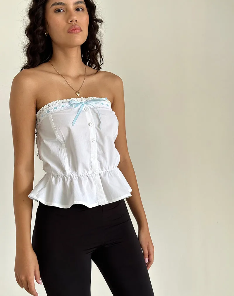 Zar Ribbon Tube Top in White